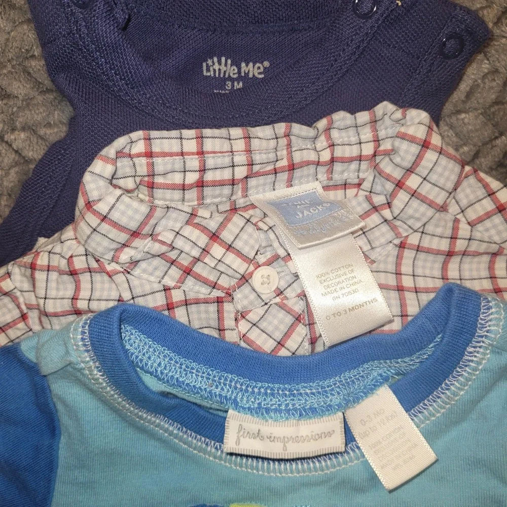 Baby Boy Romper Bodysuit Bundle 3 month Carters Janie and Jack Little Me 6pc Lot
